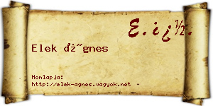 Elek Ágnes névjegykártya